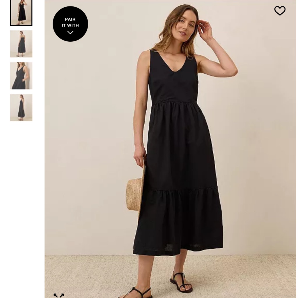 Pact Organic Cotton Canopy Linen Blend Easy Tank Dress Black Maxi Size Medium